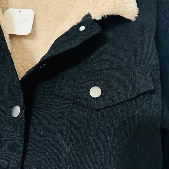 ALTAR'D STATE Deirdre Cord Cropped Black Corduroy Jacket Medium NWT - Picture 9 of 12